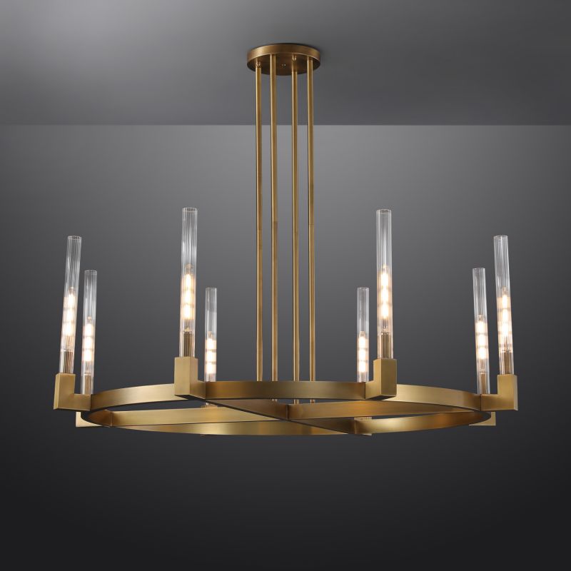 Pulse Candlestick Glass Round Chandelier