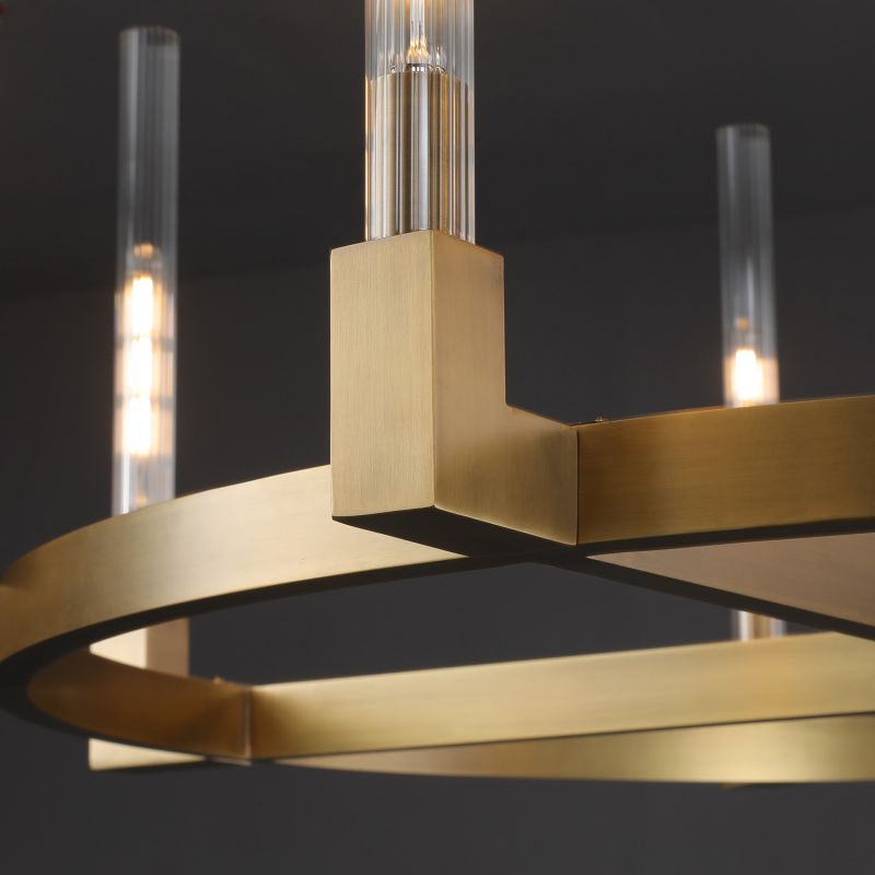 Pulse Candlestick Glass Round Chandelier