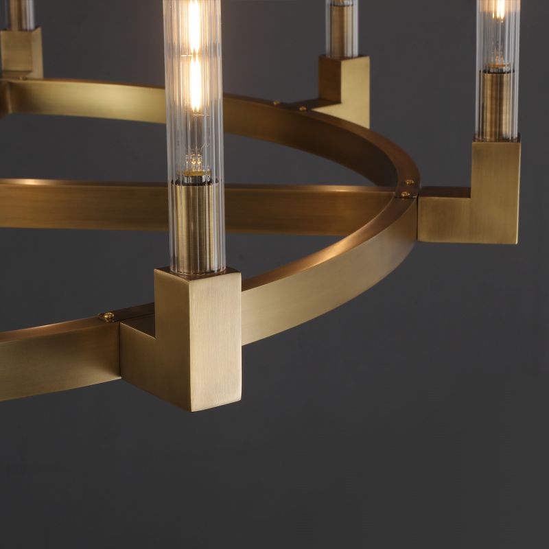 Pulse Candlestick Glass Round Chandelier