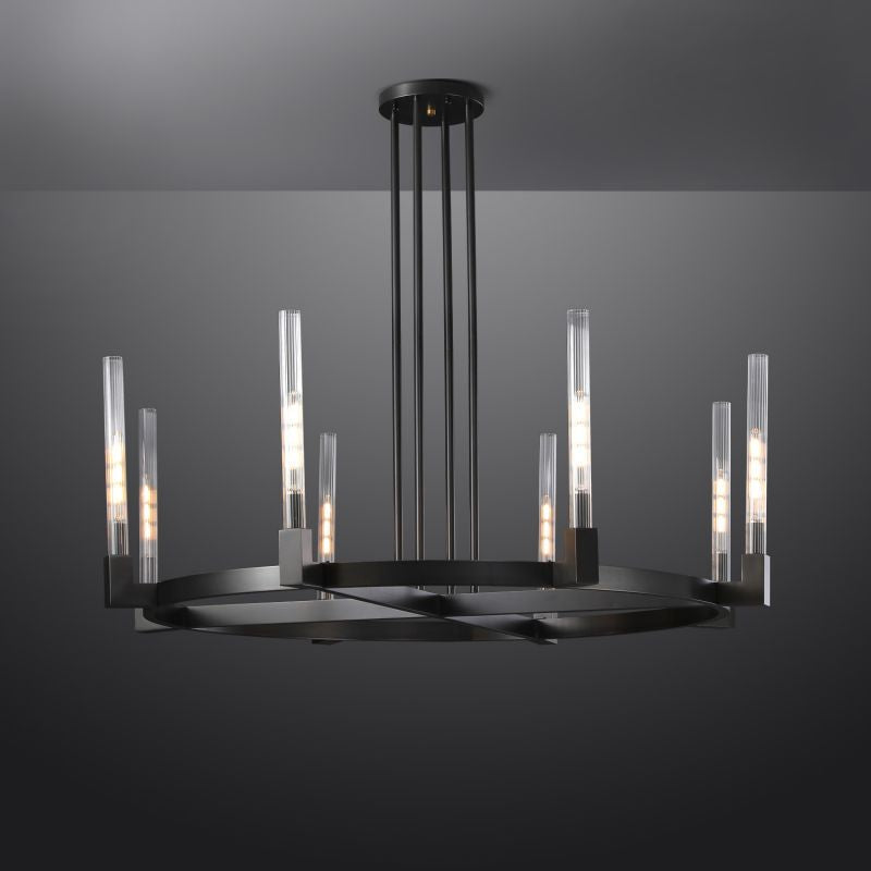 Pulse Candlestick Glass Round Chandelier