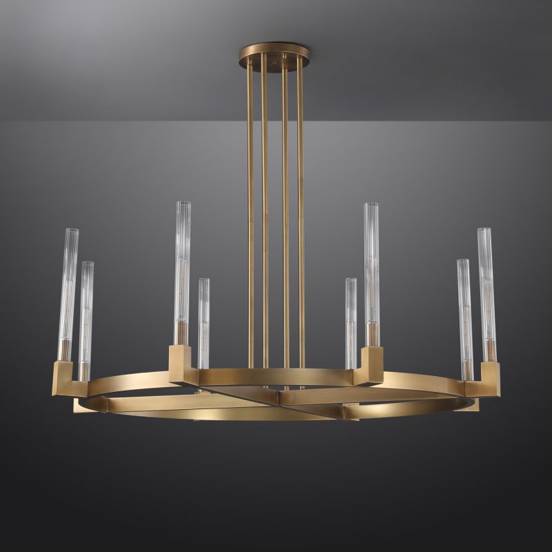 Pulse Candlestick Glass Round Chandelier