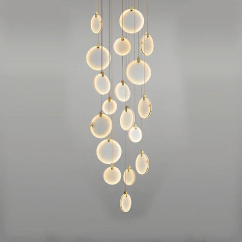 Queenie Alabaster Disc Long Round Chandelier For Loft
