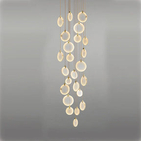 Queenie Alabaster Disc Long Round Chandelier For Loft