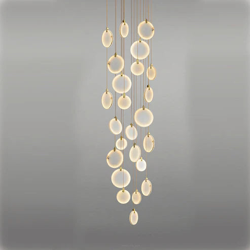 Queenie Alabaster Disc Long Round Chandelier For Loft