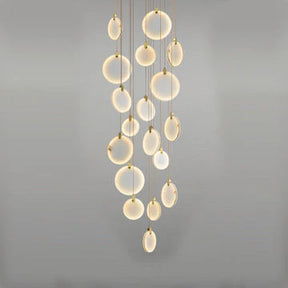 Queenie Alabaster Disc Long Round Chandelier For Loft