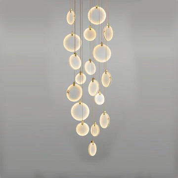 Queenie Alabaster Disc Long Round Chandelier For Loft