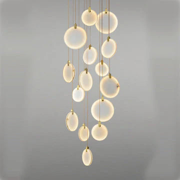 Queenie Alabaster Disc Long Round Chandelier For Loft