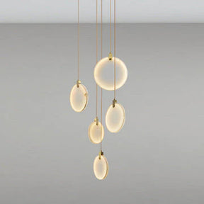 Queenie Alabaster Disc Long Round Chandelier For Loft