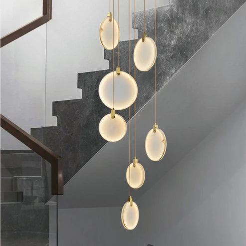 Queenie Alabaster Disc Long Round Chandelier For Loft