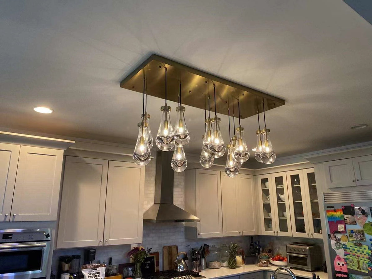 Modern Raindrop Chandelier Rectangle For Dinning Room Kitchen Island