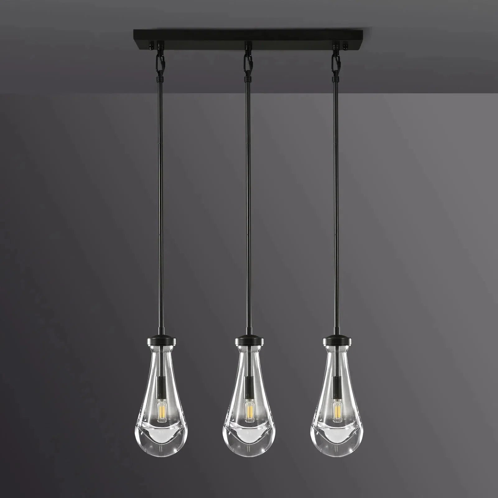 Raindrop Linear Chandelier 3-Light 22''