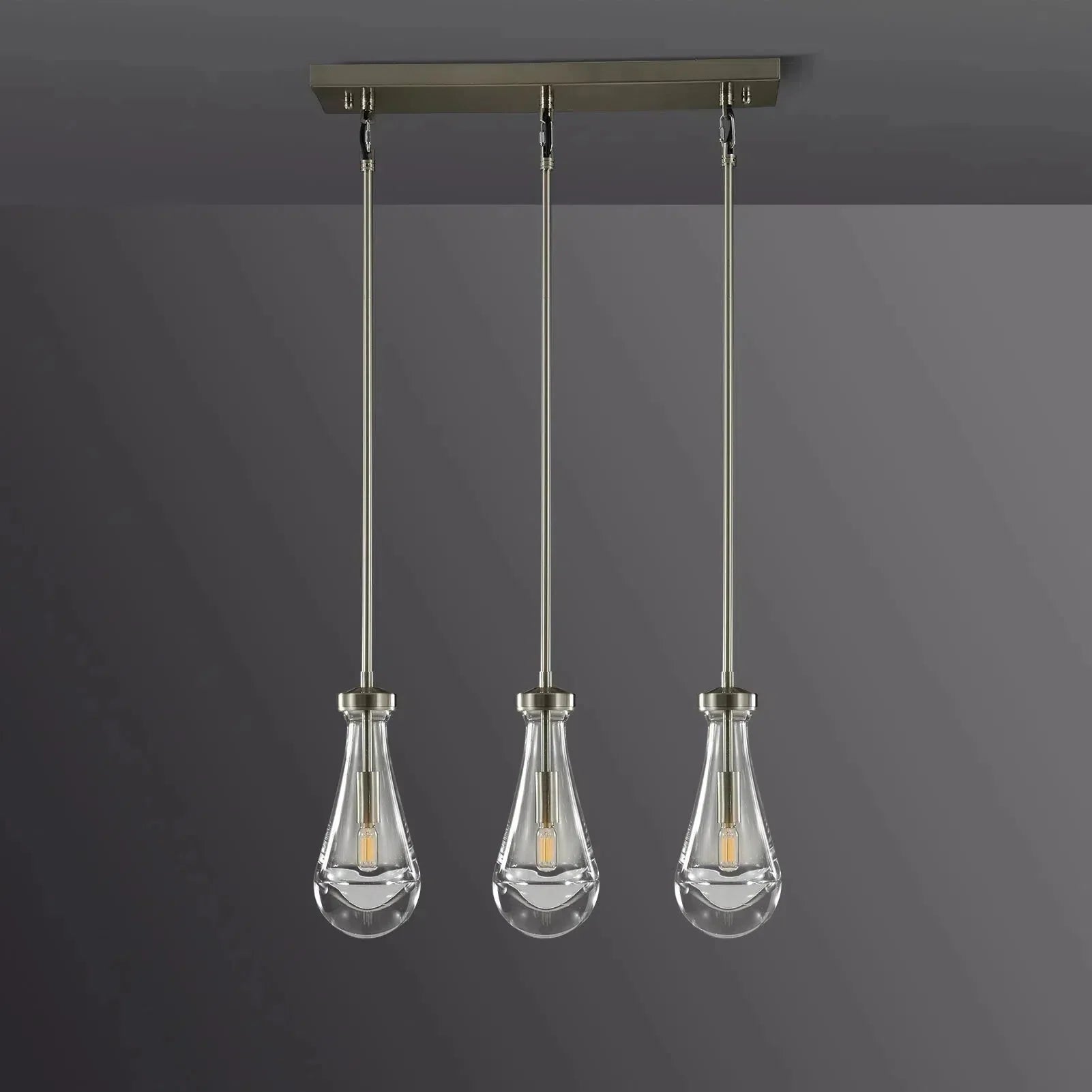 Raindrop Linear Chandelier 3-Light 22''