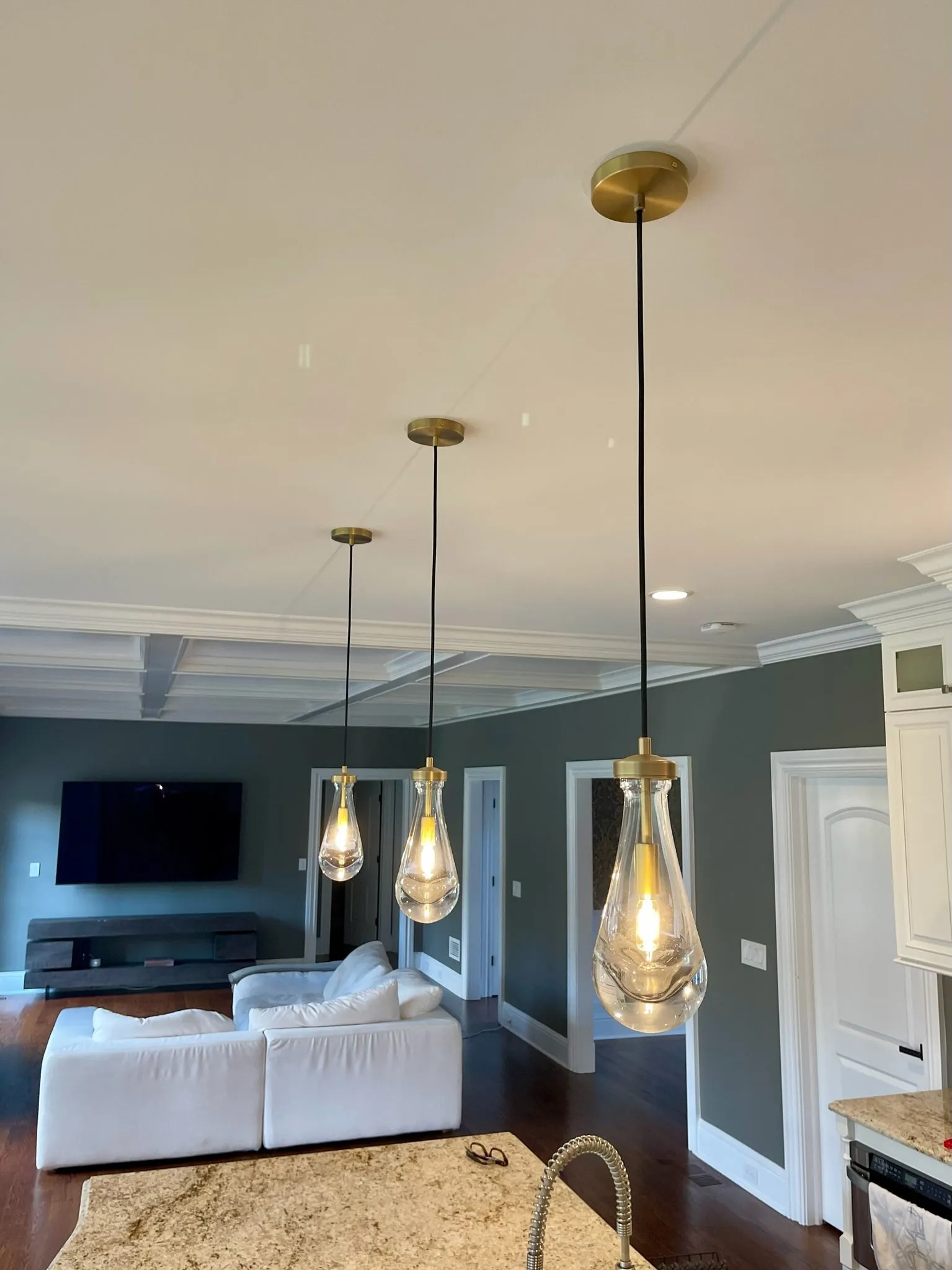 Raindrop Modern Glass Kitchen Island Pendant Light