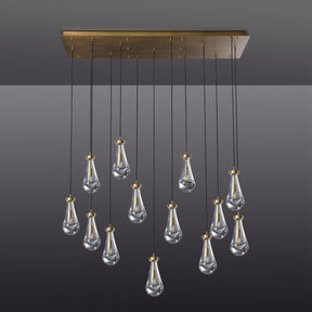 Raindrop Rectangular Chandelier W54" 13-Lights