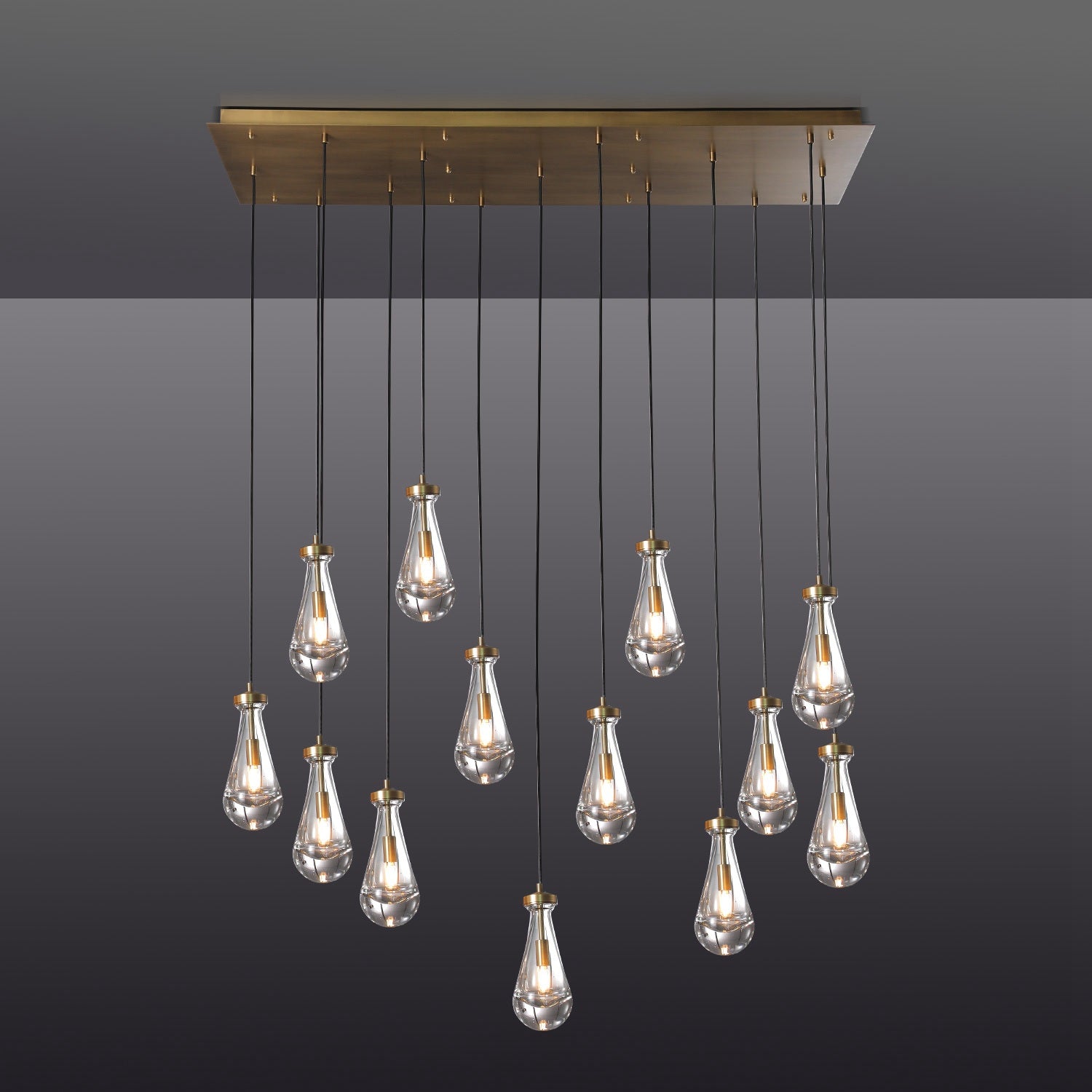 Raindrop Rectangular Chandelier W54" 13-Lights