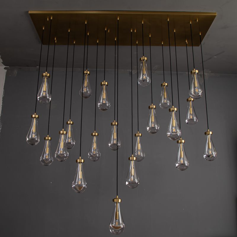 Raindrop Rectangular Chandelier W72" 21-Lights