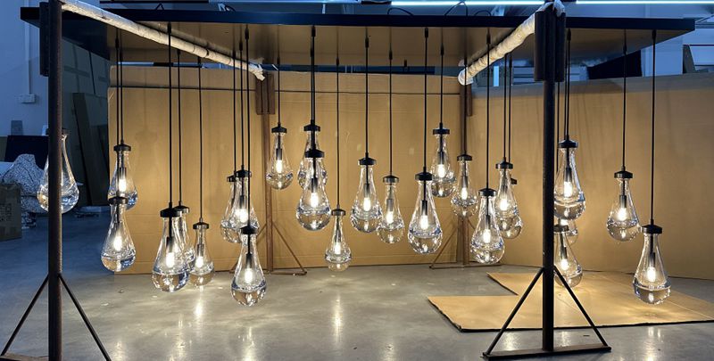 Raindrop Rectangular Chandelier W72" 21-Lights