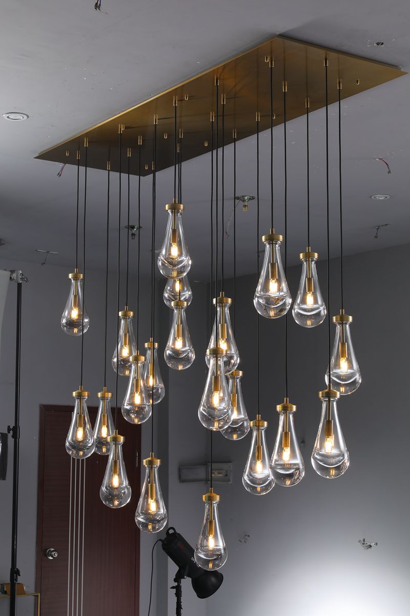 Raindrop Rectangular Chandelier W72" 21-Lights