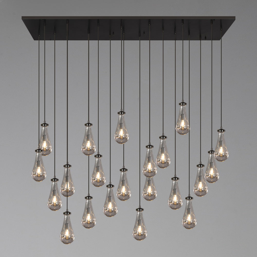 Raindrop Rectangular Chandelier W72" 21-Lights