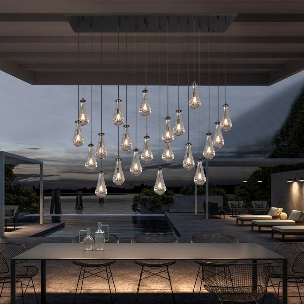 Raindrop Rectangular Chandelier W72" 21-Lights