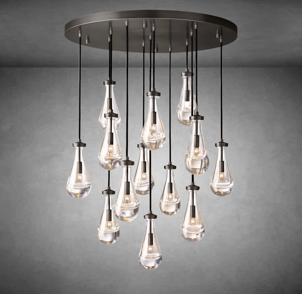 Raindrop Round Chandelier Modern Luxury Glass Chandelier For Living Room Dining Room