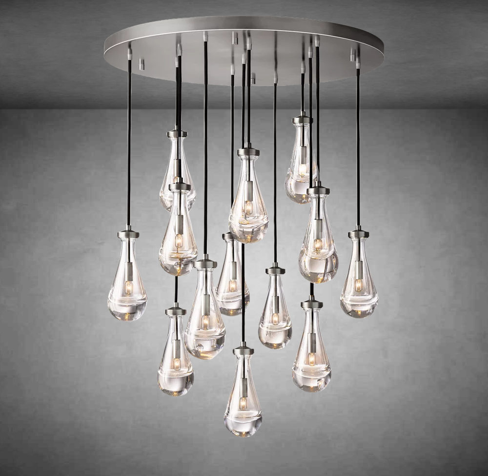 Raindrop Round Chandelier Modern Luxury Glass Chandelier For Living Room Dining Room