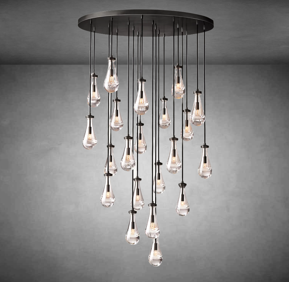 Raindrop Round Chandelier Modern Luxury Glass Chandelier For Living Room Dining Room
