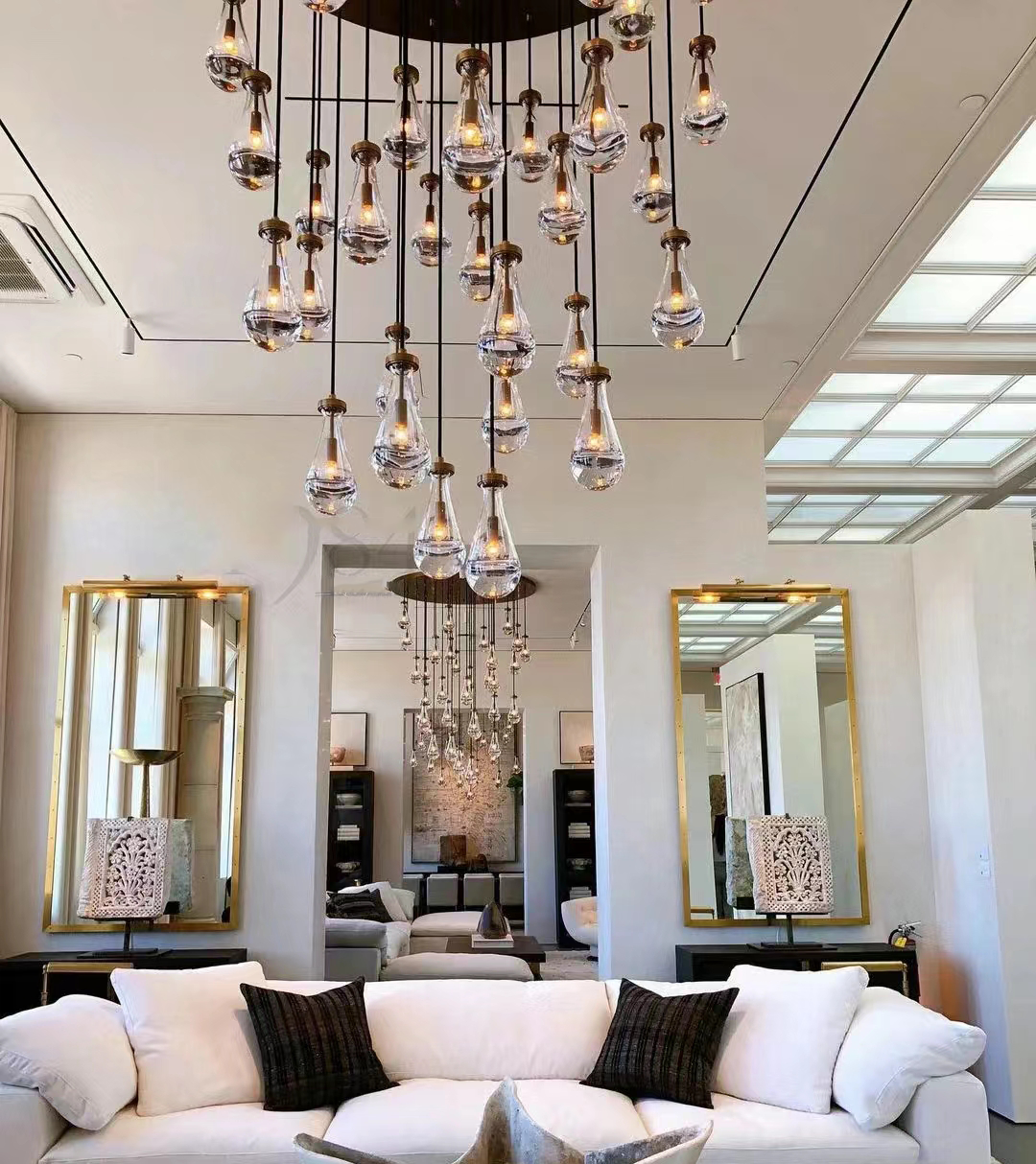 37 Inch Modern Gold Round Chandelier 2 Tier 8 Light Water Ripple Crystal Glass For Dining Room Living Room Bedroom High Ceiling Foyer Entryway 37 Inch Modern Gold Round Chandelier 2 Tier 8 Light Water Ripple Crystal Glass For Dining Room Living Room Bedroom High Ceiling Foyer Entryway