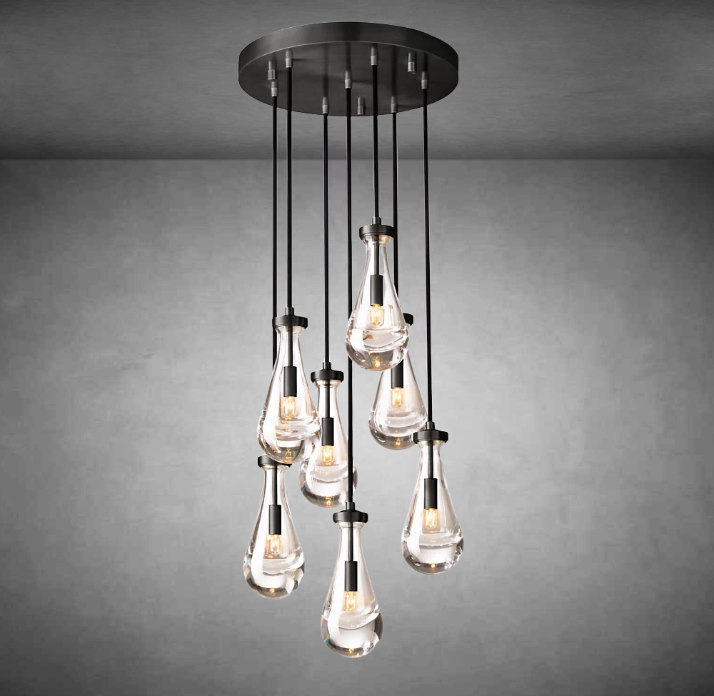 Raindrop Round Chandelier Modern Luxury Glass Chandelier For Living Room Dining Room