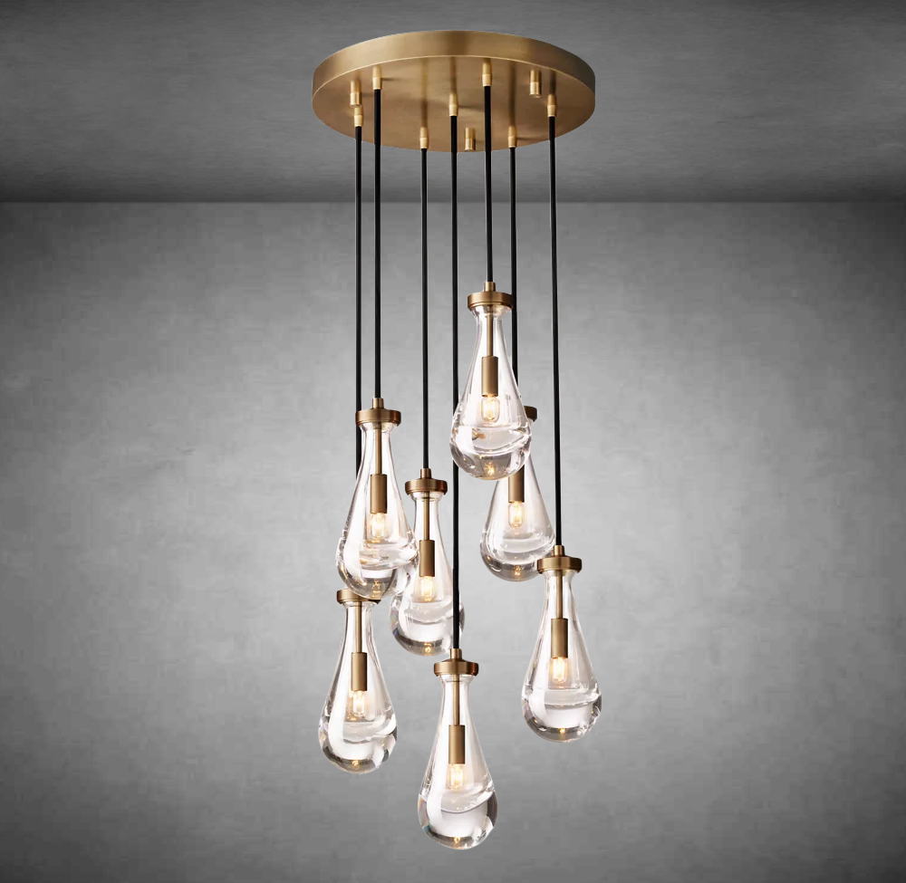 Raindrop Round Chandelier Modern Luxury Glass Chandelier For Living Room Dining Room