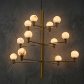 Large Alabaster Chandelier in brushed brass
