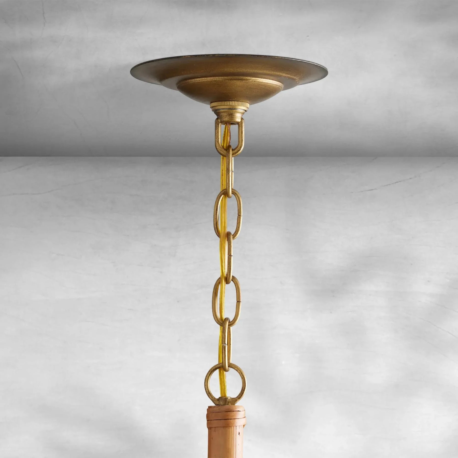 Ravda Round Rattan Chandelier with Antique Brass Detailing