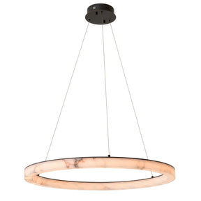 Raymond Modern Round Living Room Alabaster Pendant Chandelier