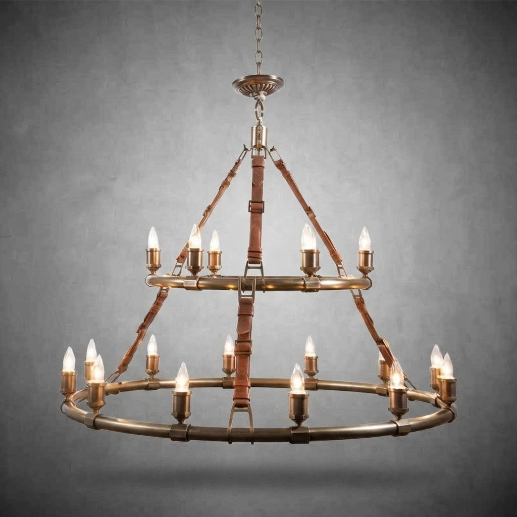 Redford Leather Round Chandelier
