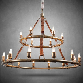 Redford Leather Round Chandelier