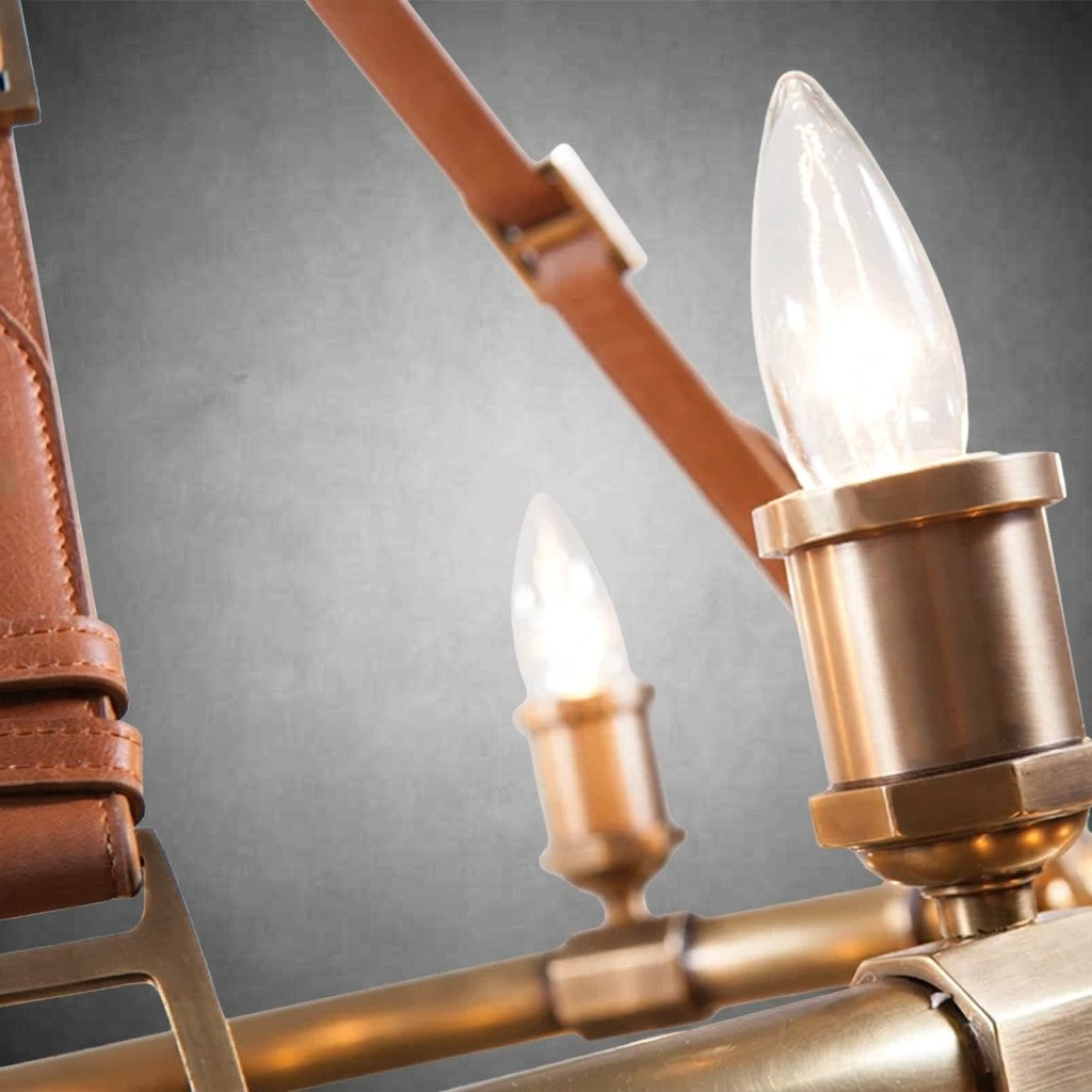 Redford Leather Round Chandelier