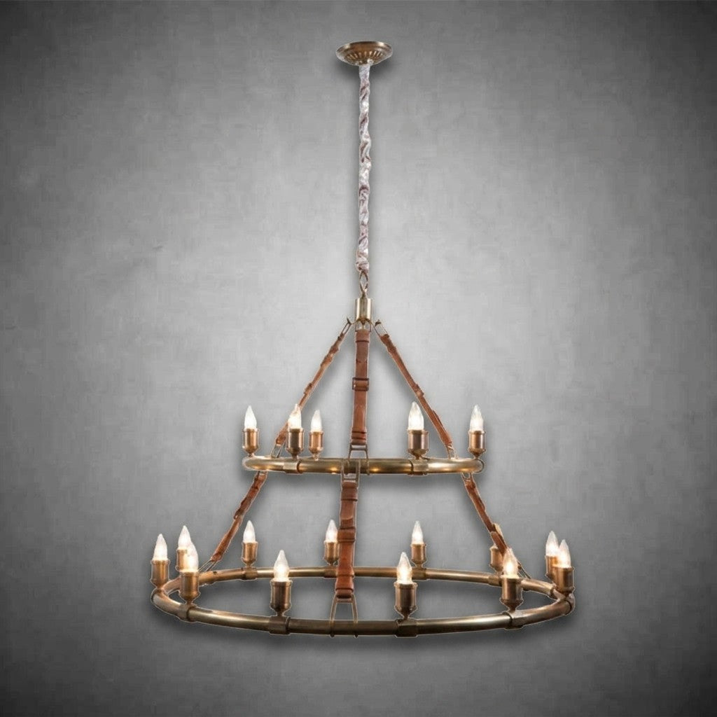 Redford Leather Round Chandelier