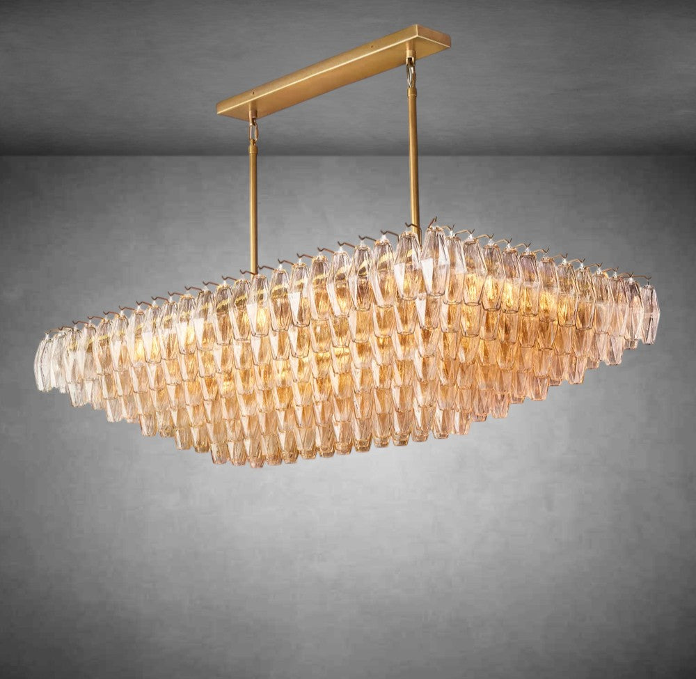 Renee Clear Glass Tiered Rectangular Chandelier 54" 74“