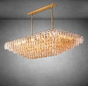 Renee Clear Glass Tiered Rectangular Chandelier 54" 74“