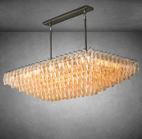 Renee Clear Glass Tiered Rectangular Chandelier 54" 74“