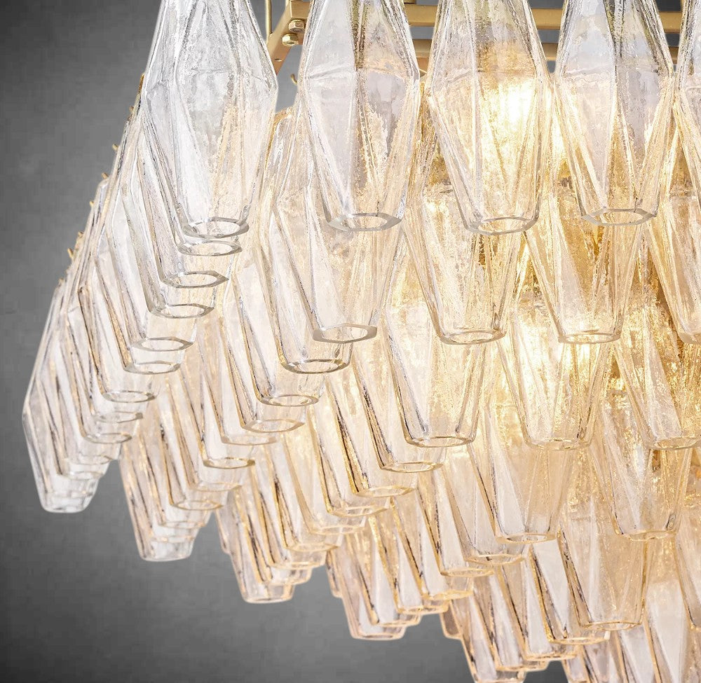 Renee Clear Glass Tiered Rectangular Chandelier 54" 74“