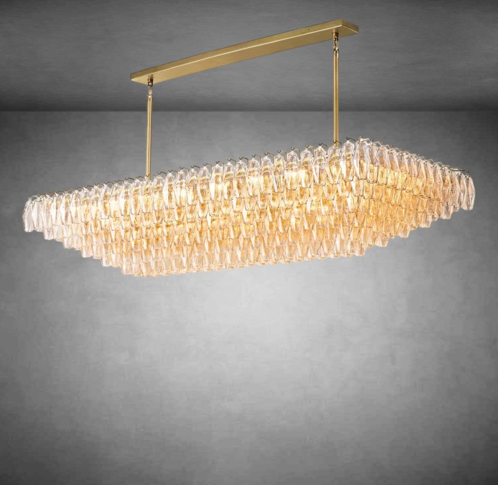 Renee Clear Glass Tiered Rectangular Chandelier 54" 74“