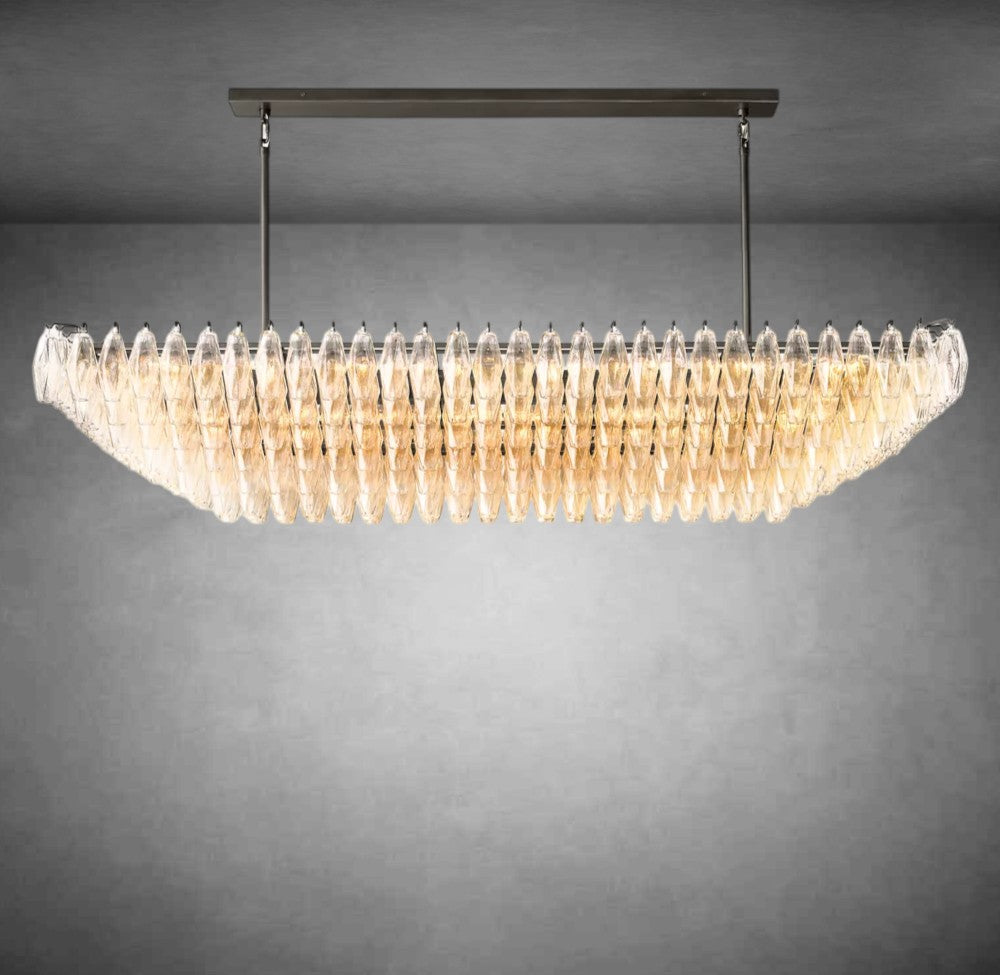 Renee Clear Glass Tiered Rectangular Chandelier 54" 74“