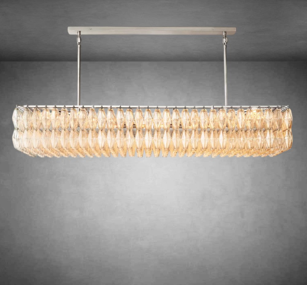 Renee Modern Clear Glass Rectangular Glass Chandelier 54" 74″