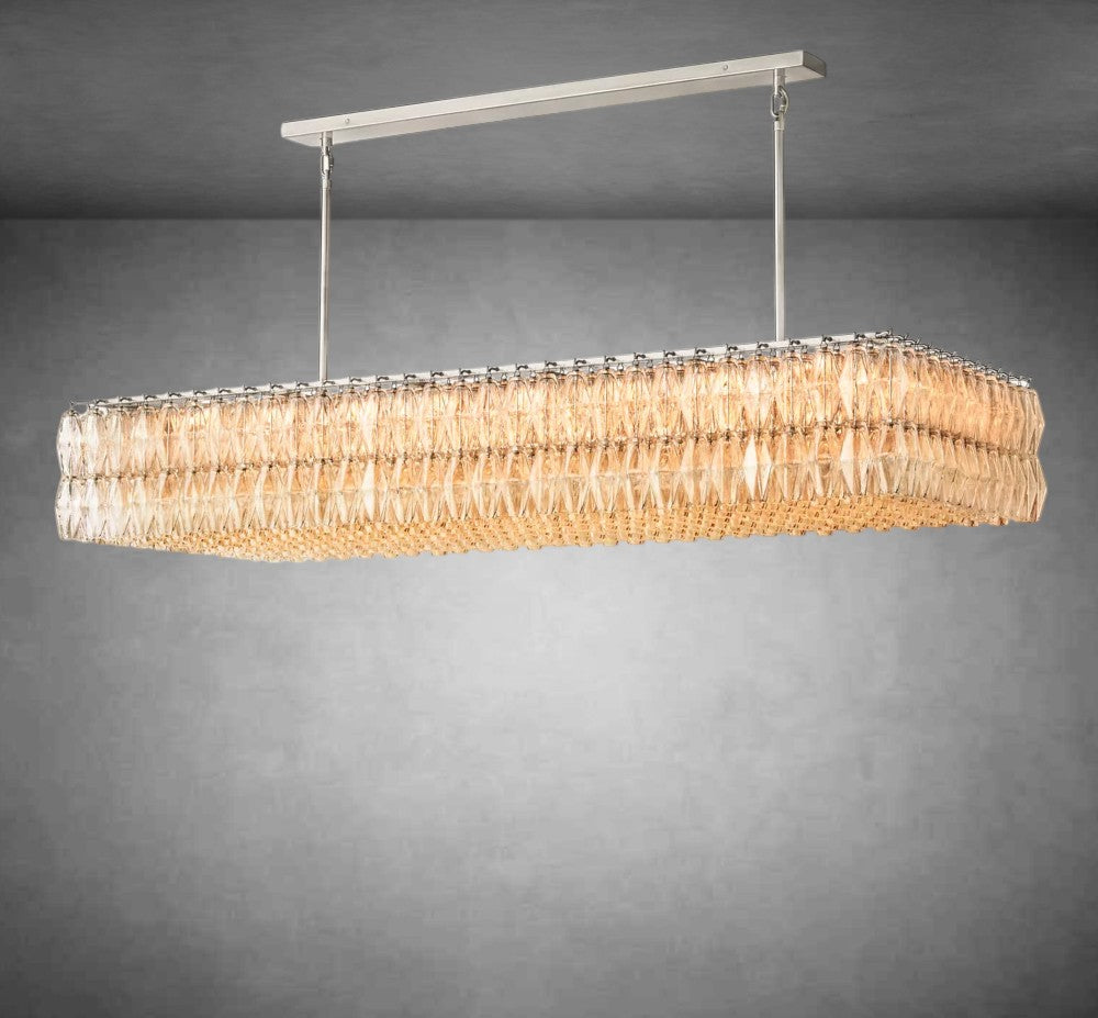 Renee Modern Clear Glass Rectangular Glass Chandelier 54" 74″
