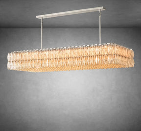 Renee Modern Clear Glass Rectangular Glass Chandelier 54" 74″