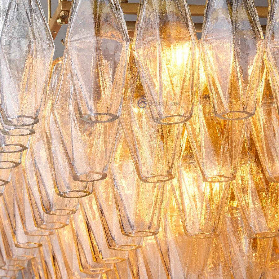 Renee Modern Clear Glass Rectangular Glass Chandelier 54" 74″