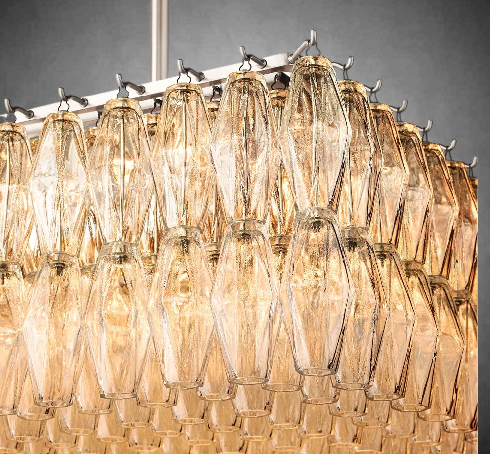 Renee Modern Clear Glass Rectangular Glass Chandelier 54" 74″