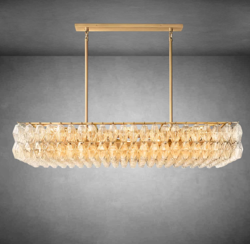 Renee Modern Clear Glass Rectangular Glass Chandelier 54" 74″