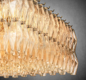 Renee Modern Clear Glass Rectangular Glass Chandelier 54" 74″